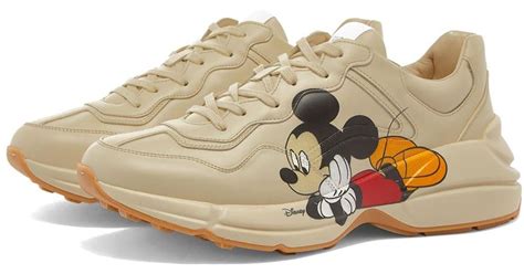 gucci rhyton logo-print leather sneakers.|gucci rhyton sneakers mickey mouse.